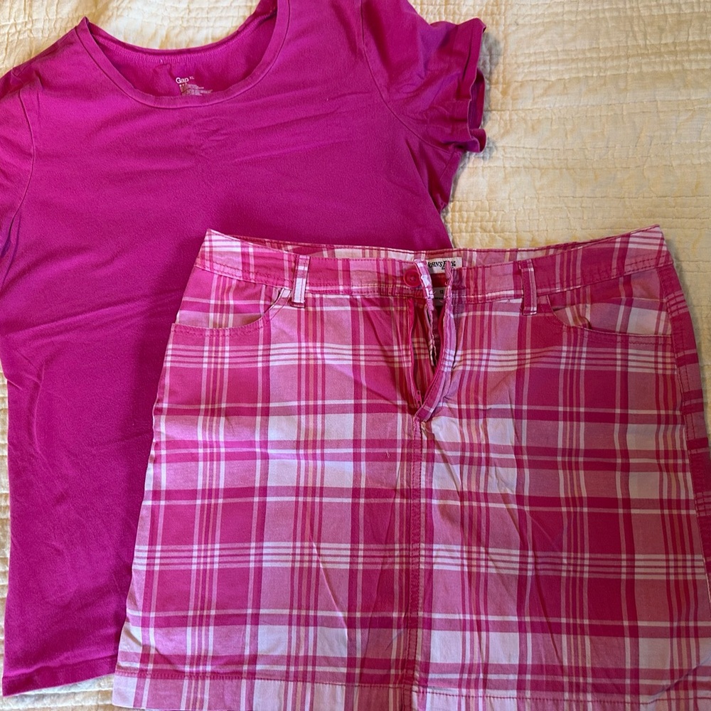 St John’s Gap set Pink Plaid Women's Skort set size 12 - Picture 3 of 8